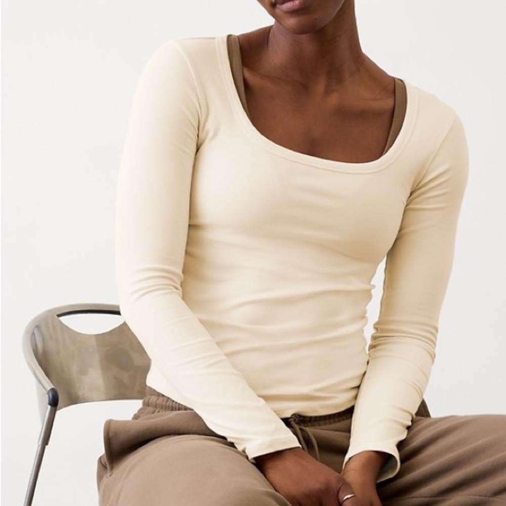 Athleta Women’s Signature Square Neck Long Sleeve Top - DARK GREY